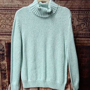 Lands' End Mint Turtleneck Sweater